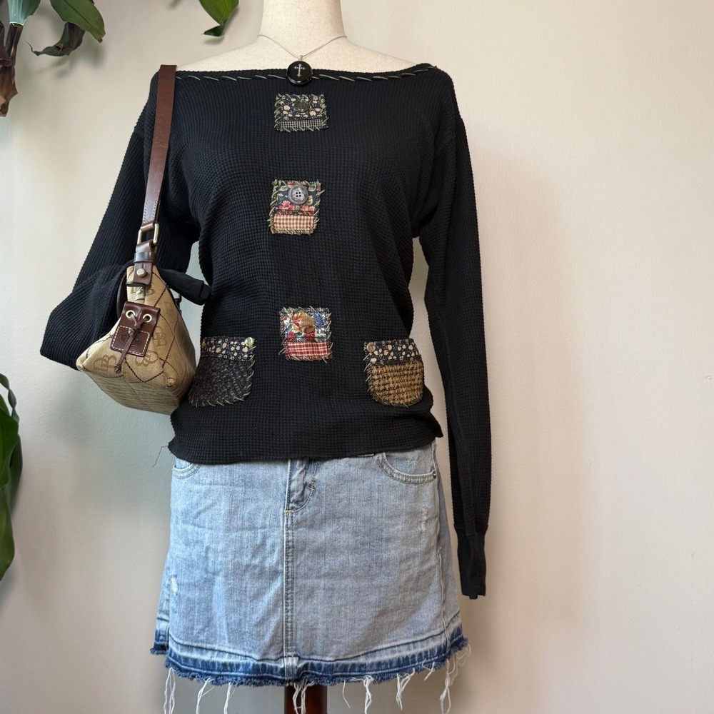 vintage handmade patchwork boatneck henley whimsigoth cottagecore fairycore